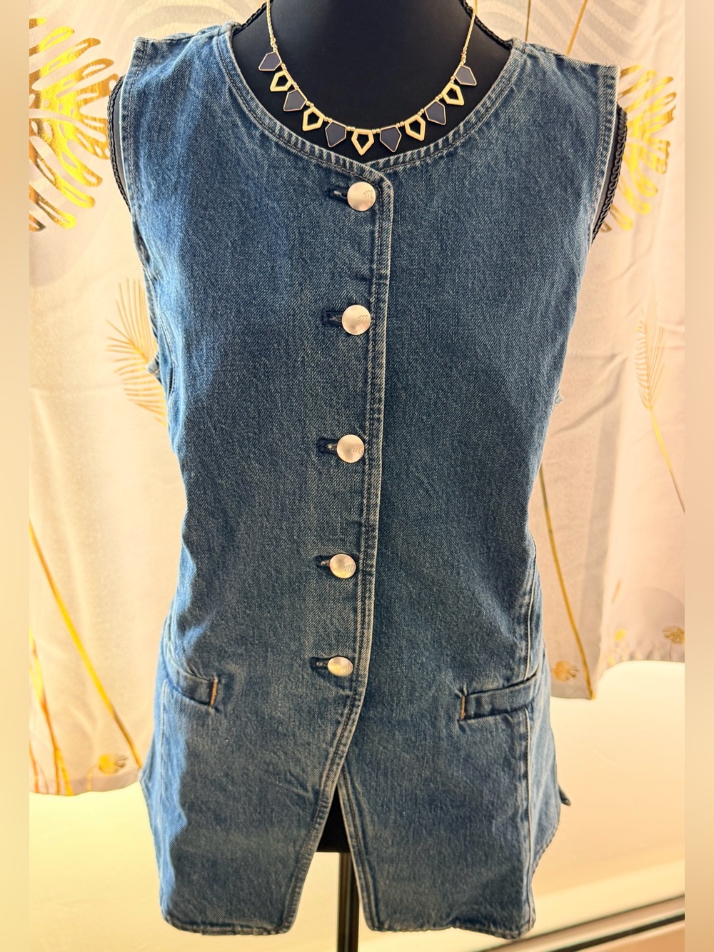 Madewell Greendale Wash Denim Crewneck Vest Size 8 NWOT - Picture 4 of 14